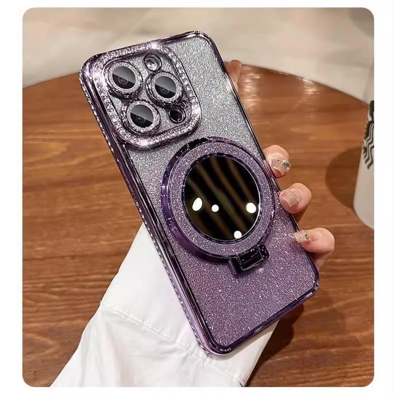 Pudră Flash Diamant Laterală Potrivită pentru Carcasă Telefon Mobil IPhone16proMax Apple 15 Magnetic 14 Suport Oglindă Machiaj 13