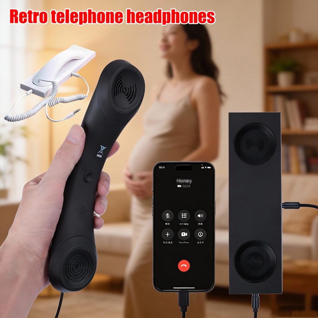 Old-fashioned Premium Vintage- 3.5mm Connector Telephone Headset For Mobile Phones. Phone Speaker. Ideal For Gift-giving During Holidays.