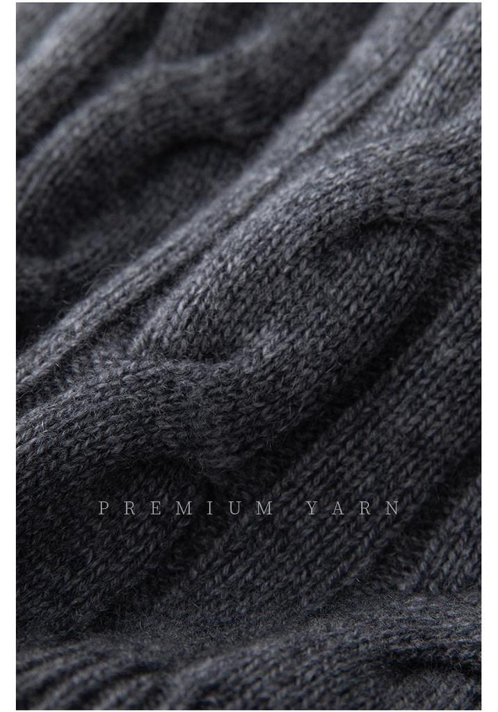 Women's Wool Double Zipper Cable Knit Cardigan - Autumn/Winter Fashion Coat
