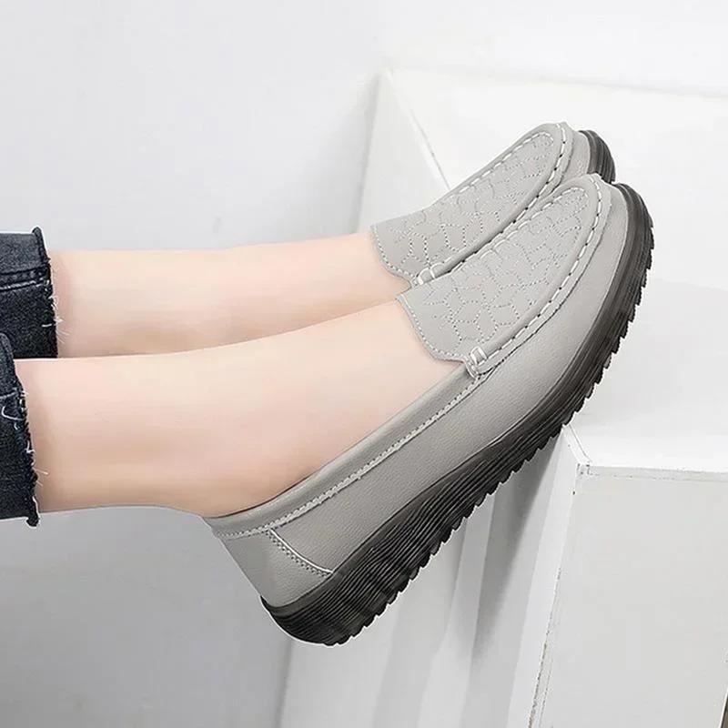 

Женская повседневная обувь из натуральной кожи для офиса с закрытым носком, рабочие туфли с противоскользящей подошвой, для мам и медсестер, женские мокасины 41