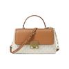 MK Tribeca Gold Hardware Design Leather Shoulder Tote Bag Medium Women Handbags Vanilla-White 30F5G2RS2B-WHITE