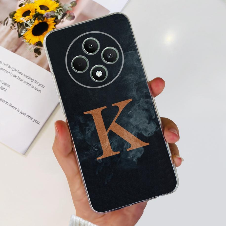 Für OPPO Reno12 F Hülle Niedliche A Z Buchstaben Blume Transparent Weiches Silikon Handy Rückseite Abdeckung Für OPPO Reno 12F 5G Reno12F 2024 Capa