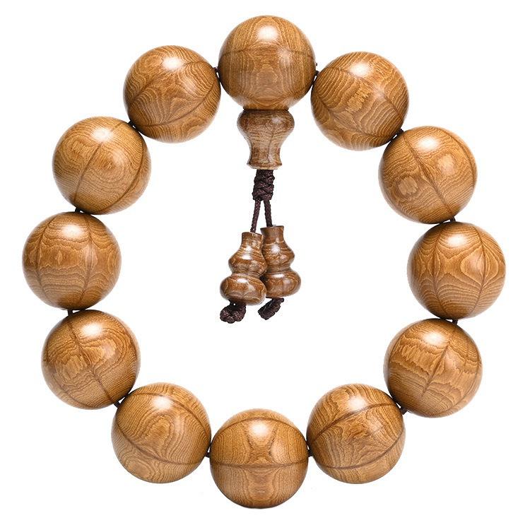 Handcrafted Six-Lobed Dragon Wood Buddhist Beads Rosary, 20mm