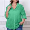Women's Casual Loose  Shirt Collar Embroidered Hollowed Out Shirt Top
