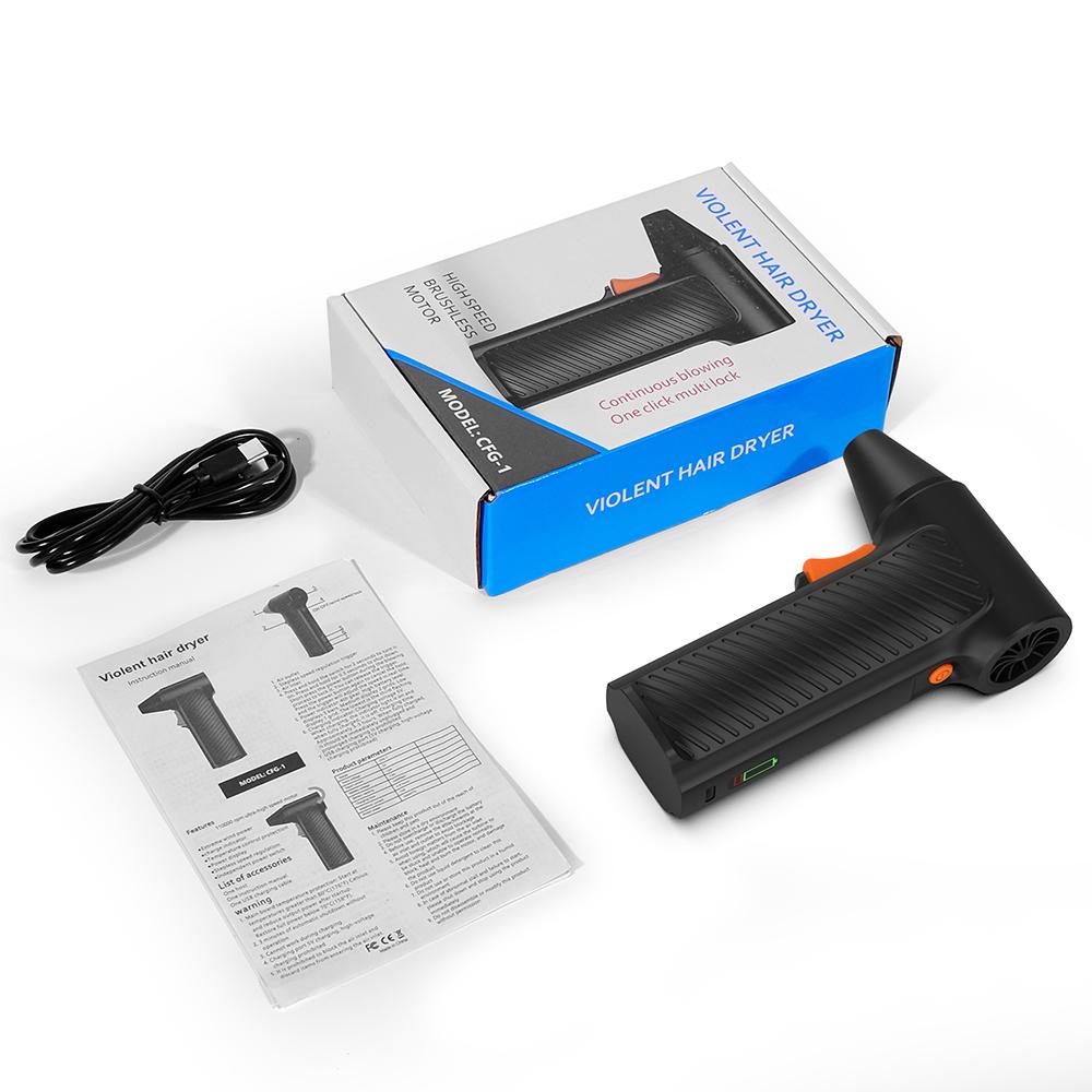 Электрический воздуходув 130000 об/мин Воздуходув Встроенный аккумулятор Беспроводной Портативный Ручной Реактивный Сухой Воздуходув для Чистки чёрный