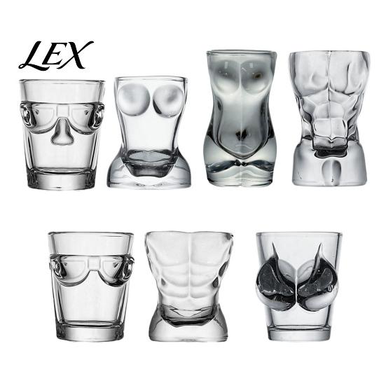 Occhiali a forma di torso umano in vetro senza piombo per feste, Mini bicchiere da liquore a forma di torso umano divertente, Bicchiere da bar creativo e resistente, Regalo unico per feste di adulti