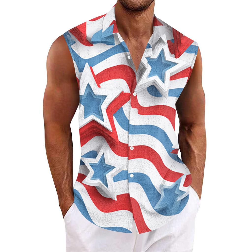 Men's Hawaiian Lapel Button-down Shirt T-shirt Top