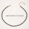 Catena con Perle di Cristallo Nero Poligonale Catena per Clavicola Semplice Stile Gotico Collana Gioielli per Donne