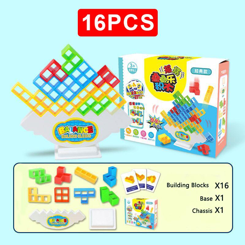 

Обучающие Монтессори 16/32 шт. сборочные строительные блоки сбалансированные игры сложенные игрушки красочные геометрические пластиковые игрушки для детей 16Pcs