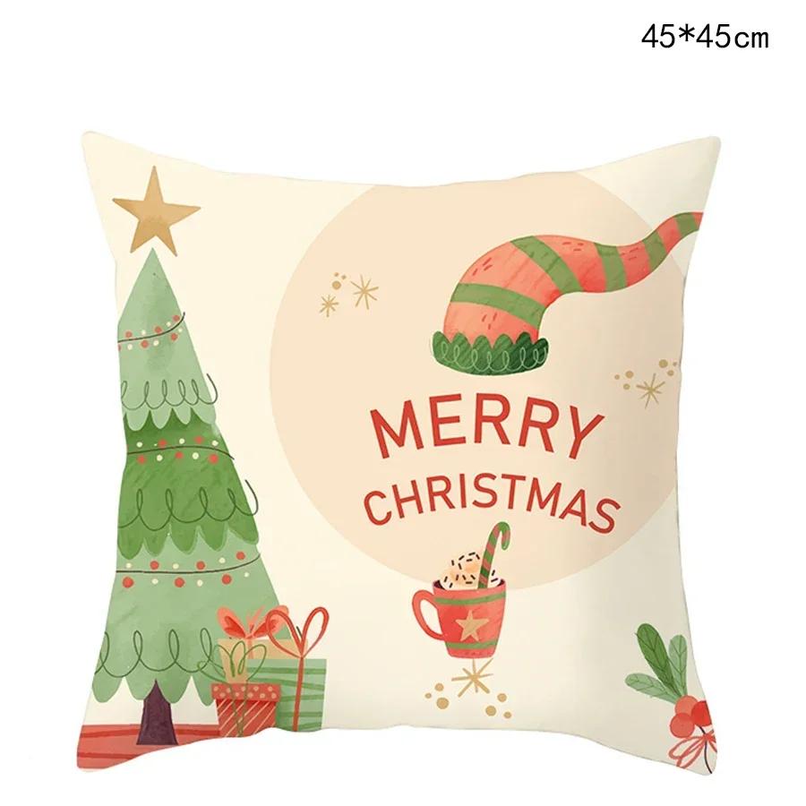 Federa per Cuscino di Natale Cartone Animato Babbo Natale Pan di Zenzero Auto Copricuscino Ghirlanda di Natale Casa