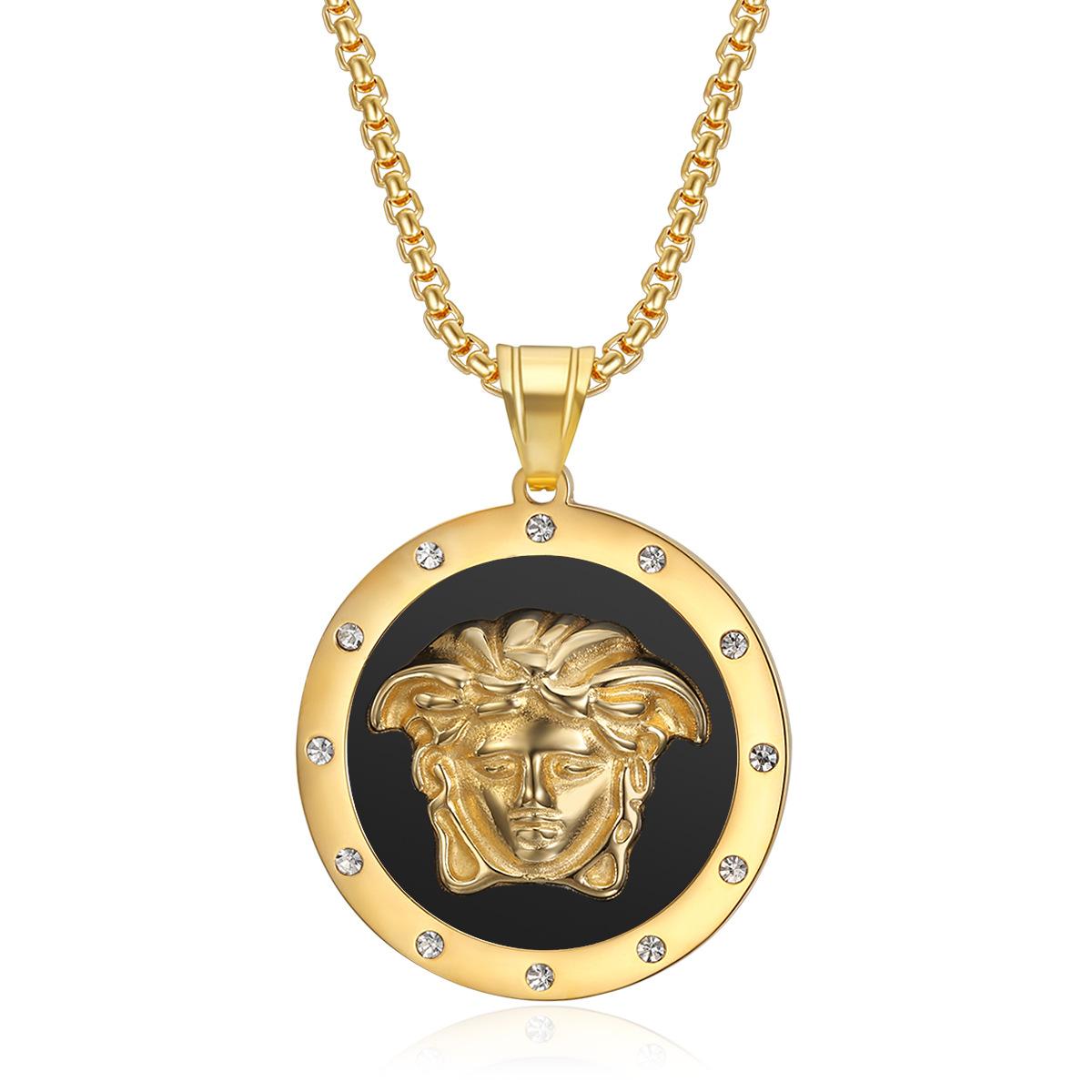 2026 Jewelry Fashion Trend Inlaid Zircon Ancient Greek Mythology Pendant Necklace 60CM