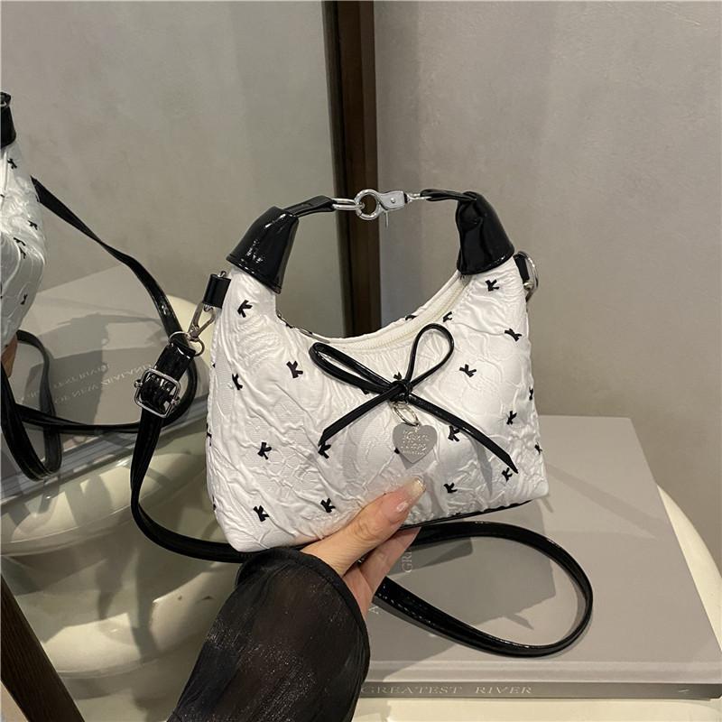 

Pink bow bag women s summer new high-end light luxury niche shoulder bag fashion versatile messenger bag girl білий