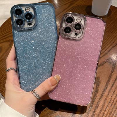 Glitzer-Telefonhülle für iPhone 16 Plus 15 14 Pro Max 13 12 11 Pro Max Luxus-Plating-TPU-Kristallabdeckung für iPhone XR XS 7 8 Plus