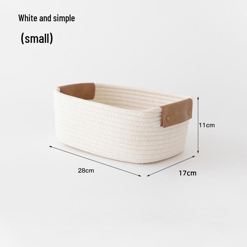

Складная корзина для хранения из хлопковой веревки с ручками - настольный органайзер для косметики и мелочей
