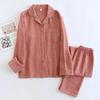 New Women's Spring and Autumn Pajama Set 100% Cotton Jacquard Long Sleeve Two Piece Simple Cardigan Home Furnishing