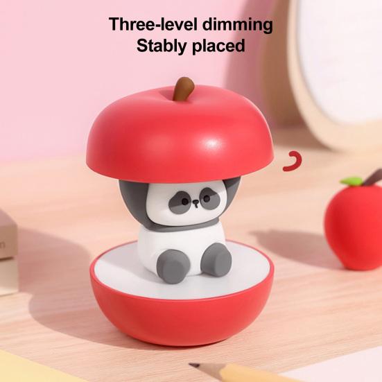 Apples Panda Night Light USB Rechargeable LED Bedside Lamp Ambient Light Christmas Festival Cute Mood