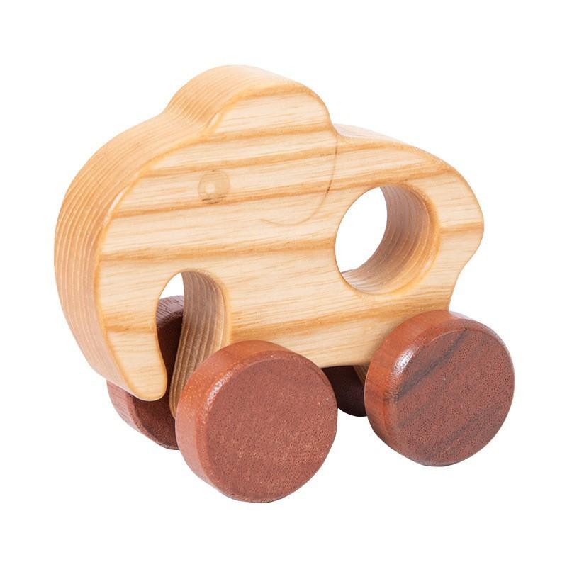 Baby appease cartoon animal car inertia pull back car simulation wooden car model sliding toy