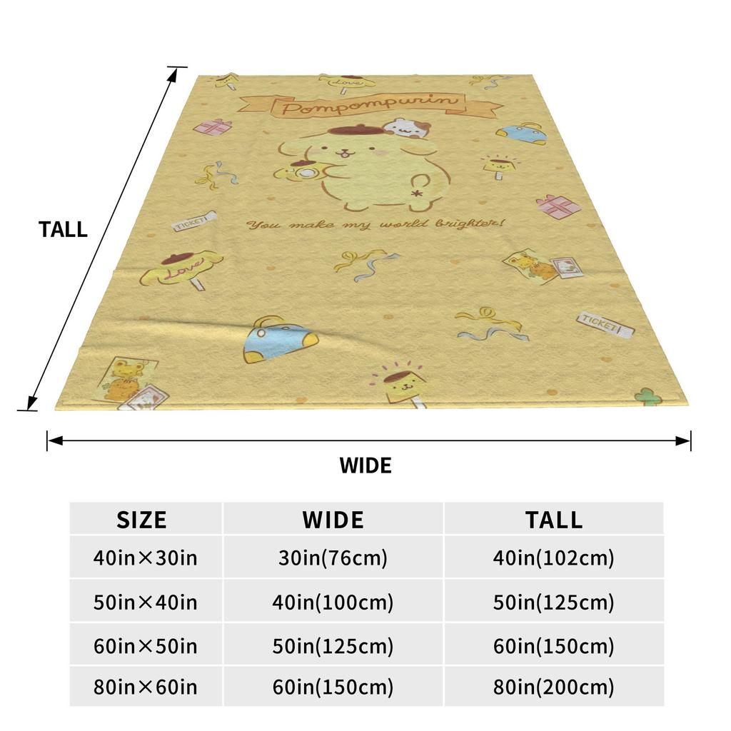 Super Soft Pompompurin Throw Blanket Premium Fleece Flannel Lightweight Bed Blanket Cozy Warm Bedspread All Season Use
