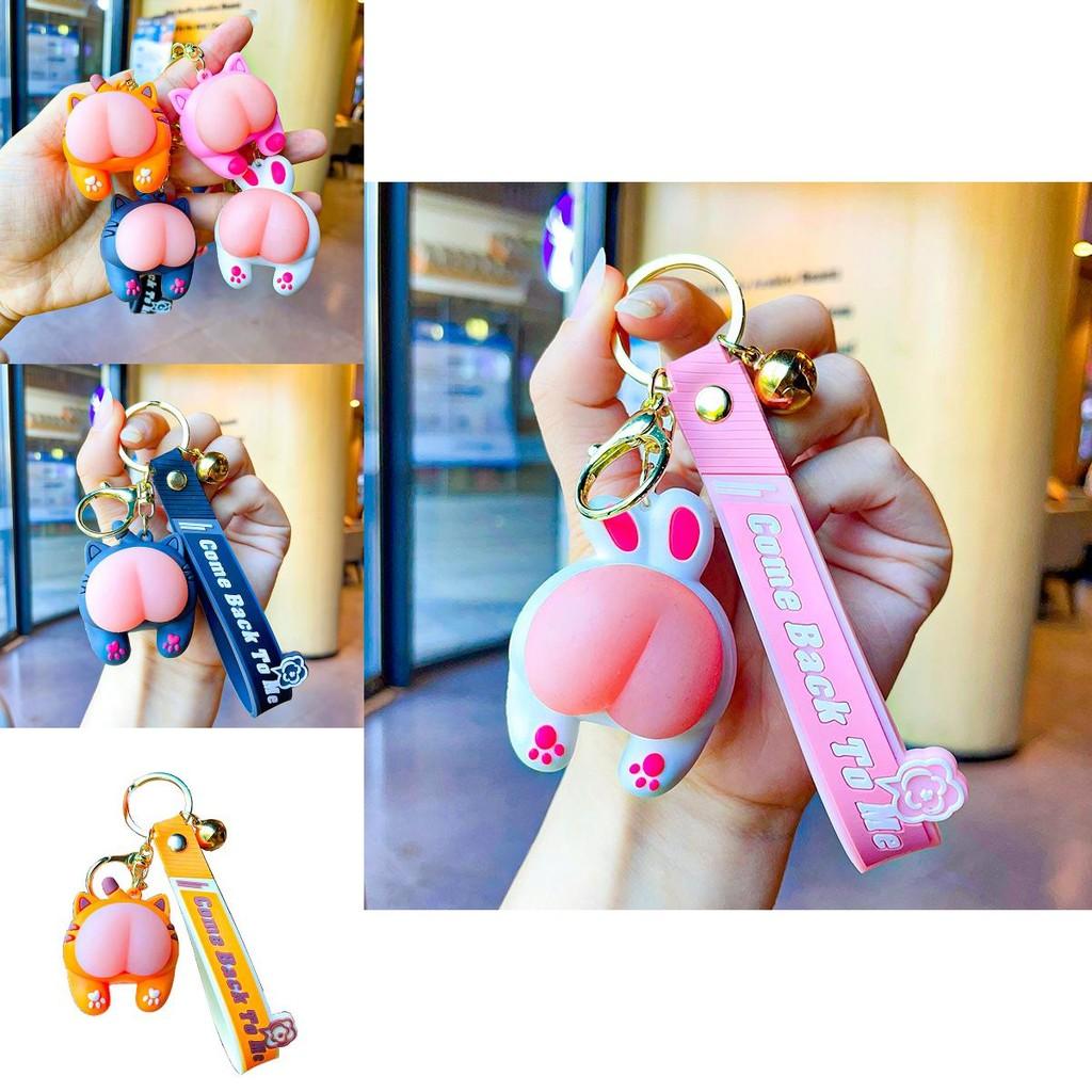 Adorable Cartoon Style Pvc Pig Butt Keyring For Stress Relief And Gift Ideas