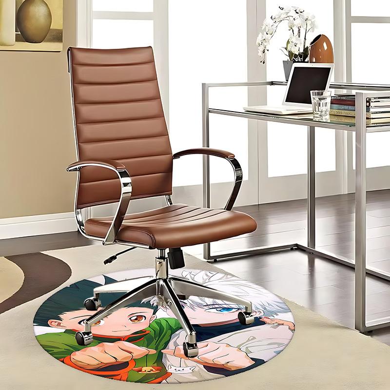 1pc Anime Cartoon Design Round Carpet  Office Chair Mat, NonSlip Rug for Home Decor 80cm