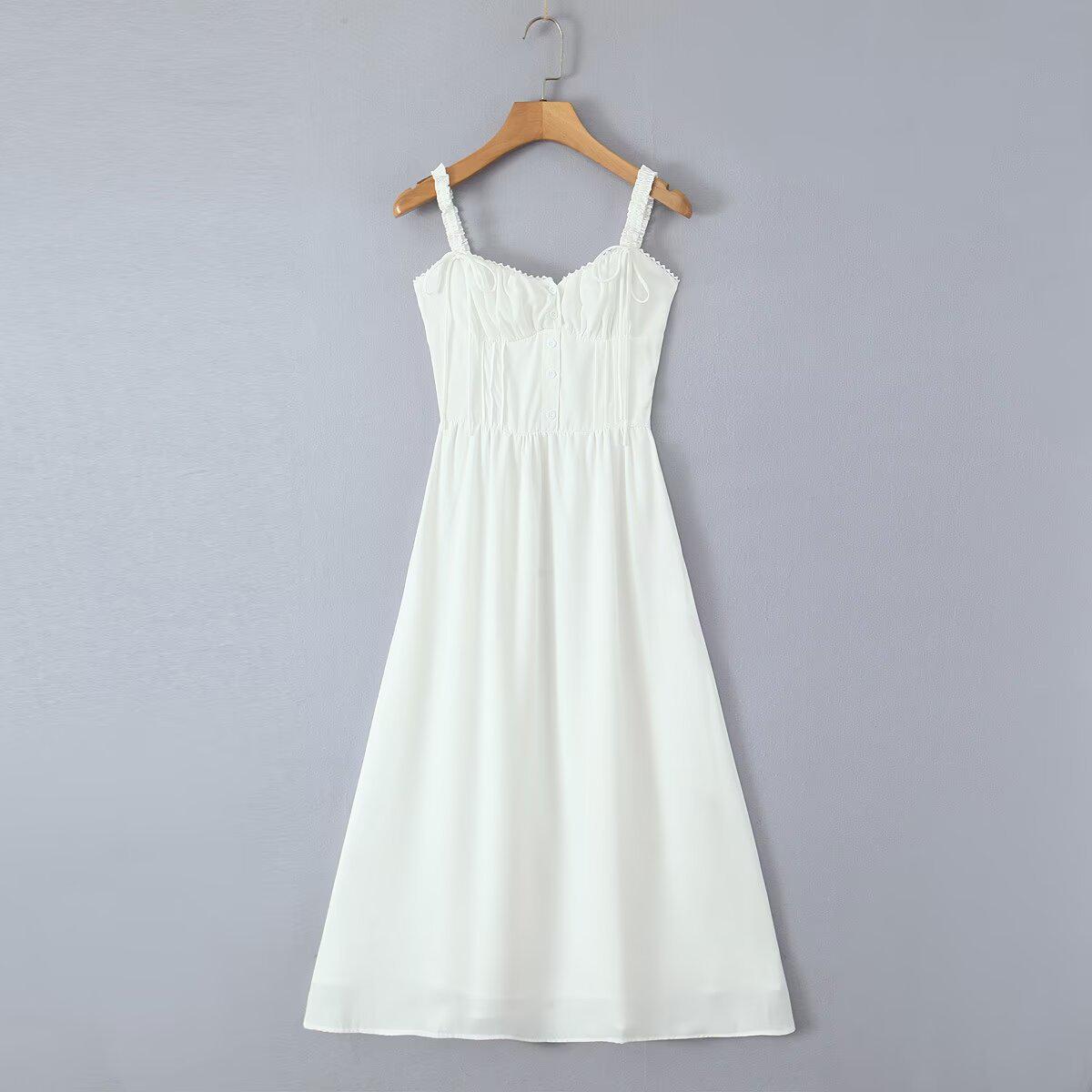 

Европейский и американский стиль, приталенное миди-платье-комбинация M белый