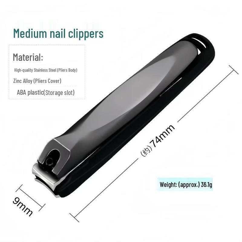 Black Anti-Splash Nail Clippers: Portable Large Nail Cutter for Home Manicure