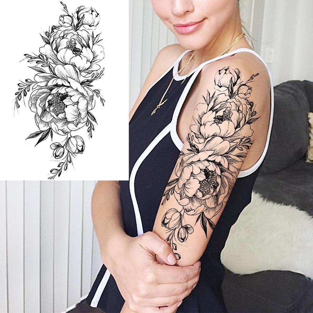 Hochwertige temporäre Rosen-Tattoos für Arm und Wade – Europäischer & Amerikanischer Stil