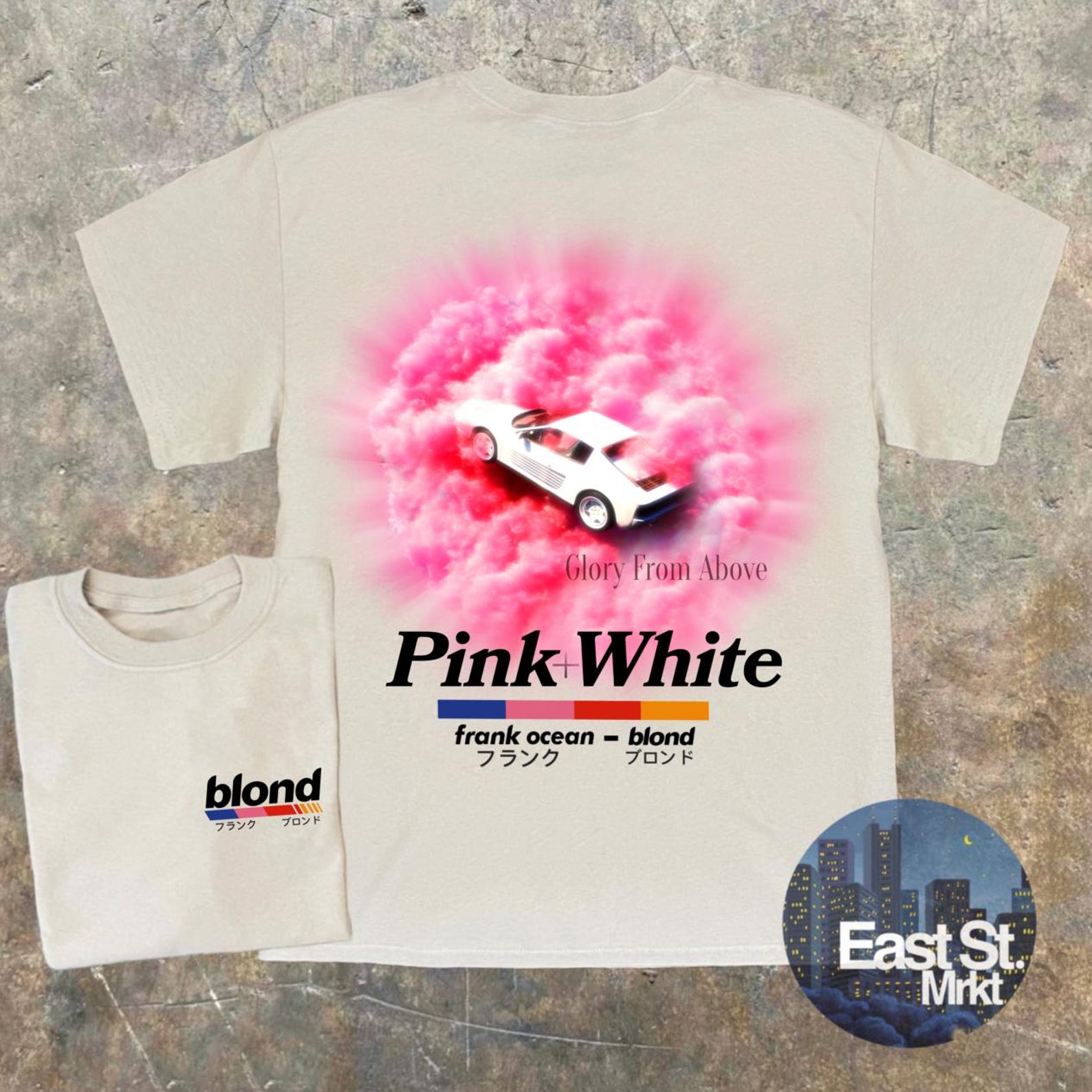Frank Ocean Pink + White T-shirt - Blond Album Music Tee 3XL