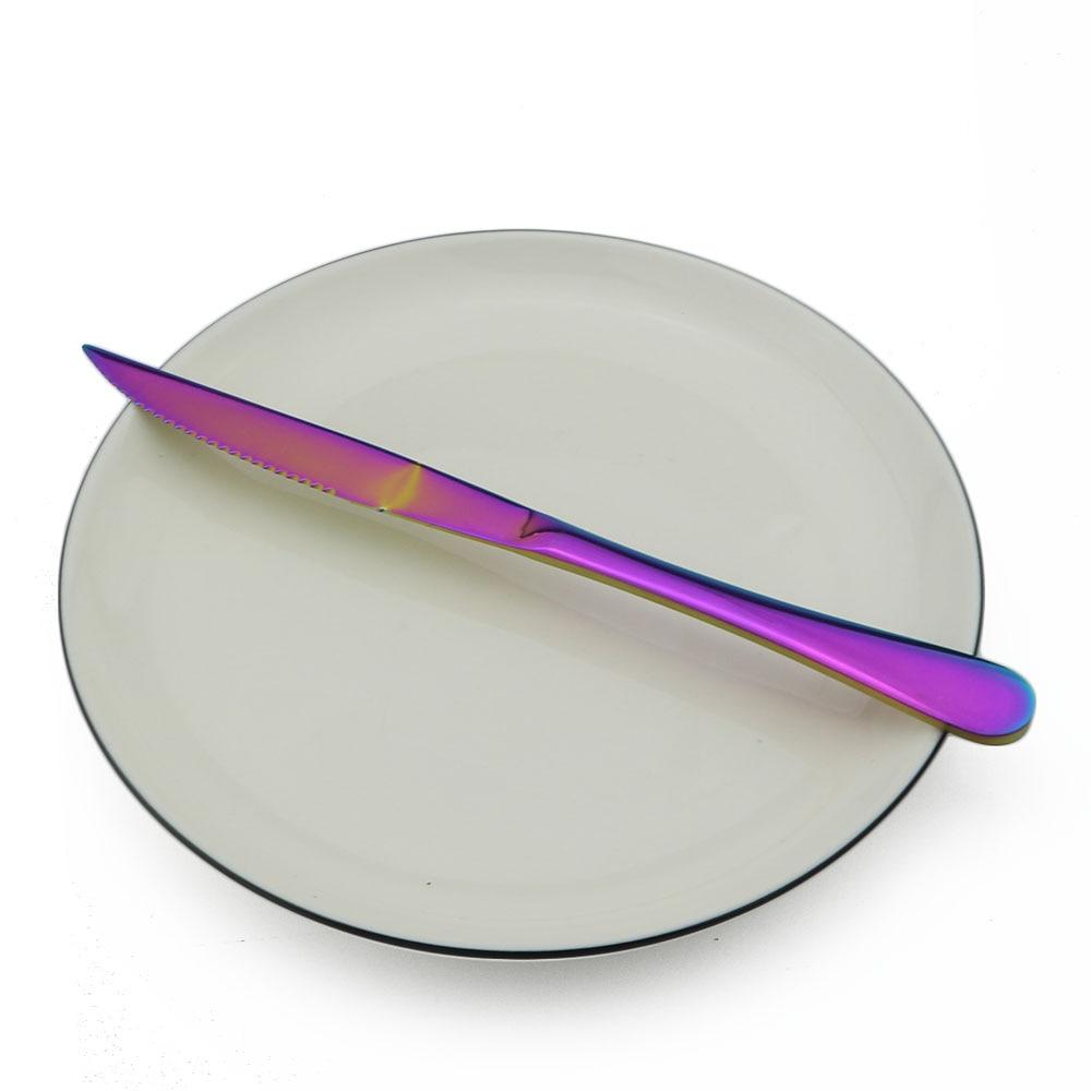 1-Pieces Color Steak Knife Rainbow Dinnerware Set Stainless Steel Flatware Knife Set Tableware Cutlery Dinner Knives Set