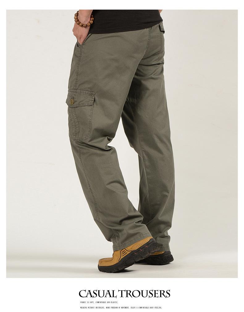 Men's Spring Elastic Waist Work Pants - Straight Leg, Loose Fit, Plus Size, Casual Long Pants for Middle-Aged and Elderly