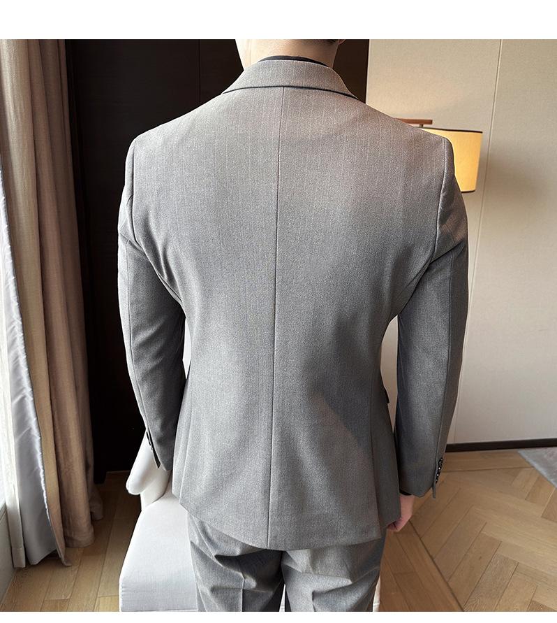 Men's Striped Double-Breasted Slim-Fit Business Casual Suit