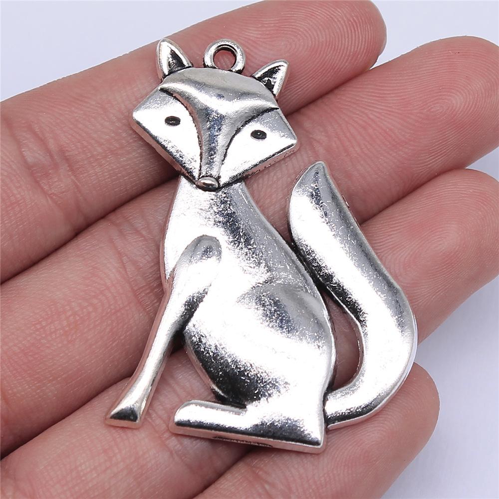 10pcs Charms Animal Fox Antique Bronze Plated Antique Silver Color Pendants DIY Crafts Making Findings Handmade Tibetan Jewelry
