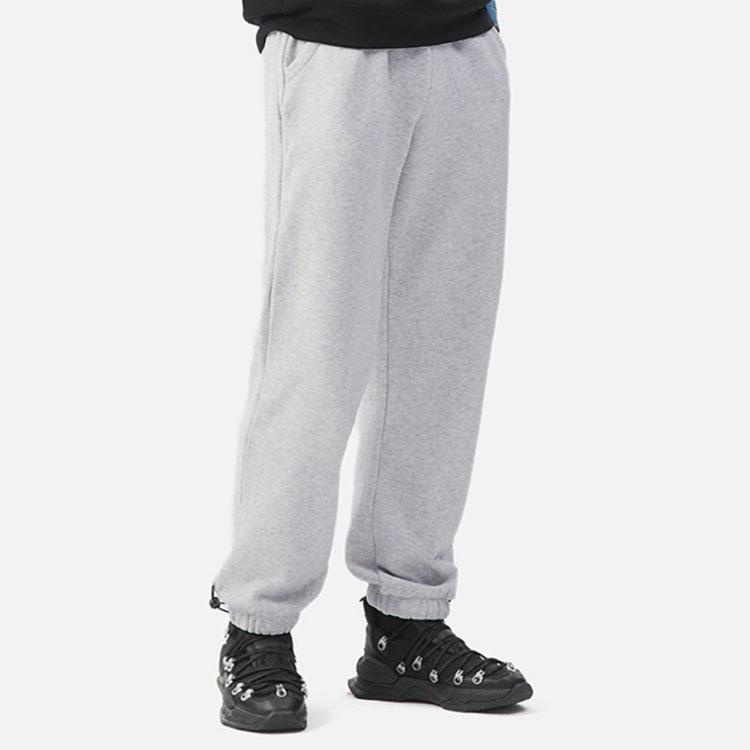 Li Ning Badfive Basketball Series Solid Color Lace-Up Loose Fit Cuffed Knit Sports Pants Men bottoms Gray AKLS117-1