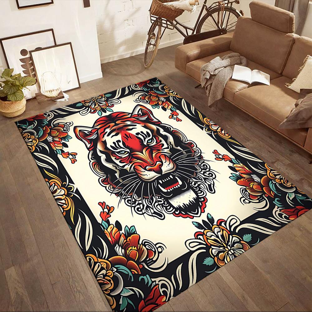 Tattoo Stil 25 Fußmatte Büro Teppich Design für Eingangsbereich Schlafsaal Spielzimmer Balkon Rutschfester Teppich Büro Heimdekor