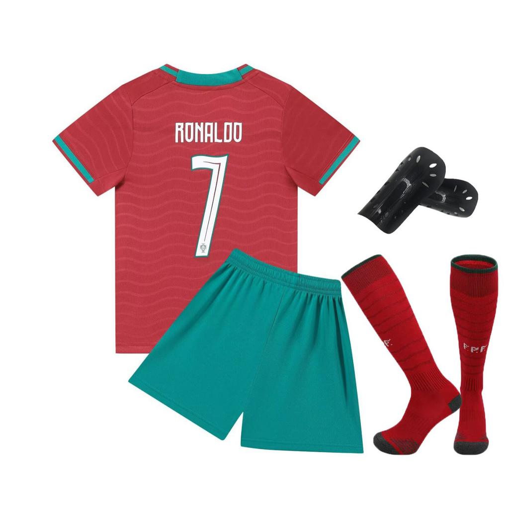27 Portugal Home Court No. 7 (Green Pants) National Team Football Jersey Children'S Clothing Children'S Set Size 14-30