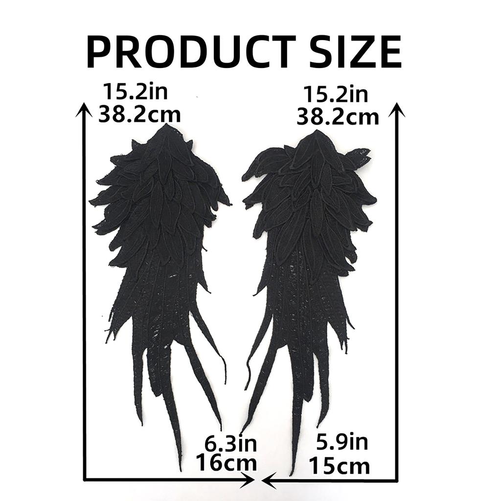 1pair Angel Wing Embroidery Patches Fashion Clothing Applique Costume Accessory for Personalized Clothing