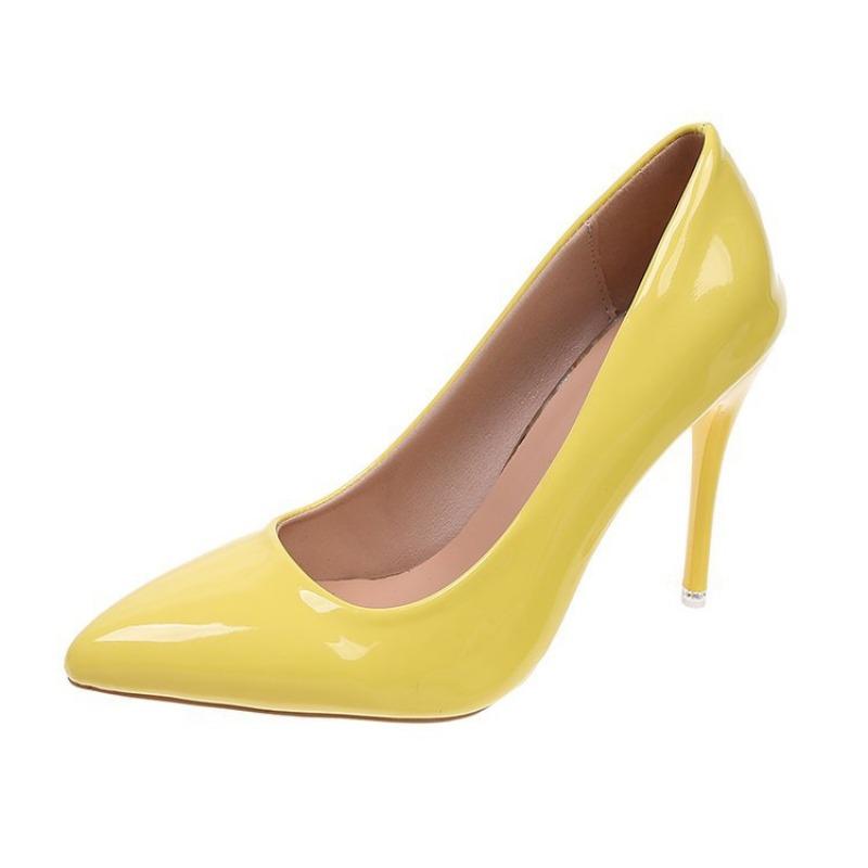 Large size stiletto casual single shoes for women, new patent leather fashion high heels for women in spring and autumn