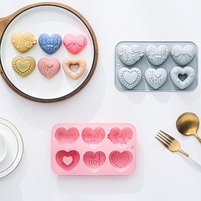 2lots Food Grade Heart Shape Silicones Molds 6 Holes Love Valentines Candy Molds For Candy Resins And Candle Making