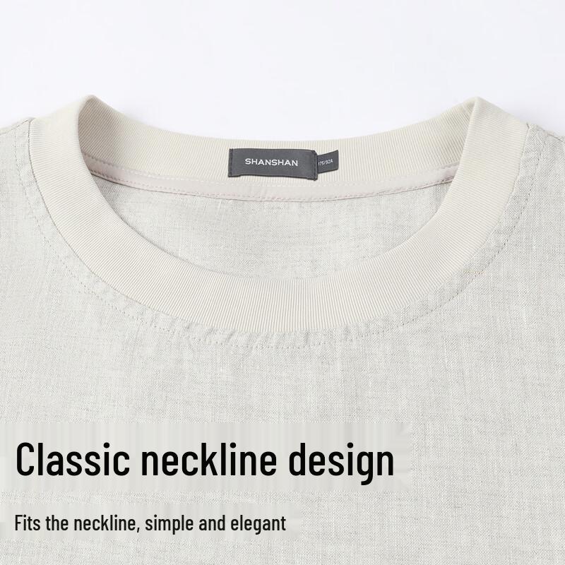 SHANSHAN Men's 100% Linen Short Sleeve T-Shirt
