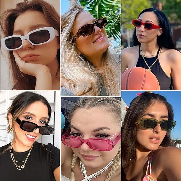 Rectangle Sunglasses for Women Men Trendy Retro Fashion Sun Glasses Vintage UV 400 Protection Square Frame 2024
