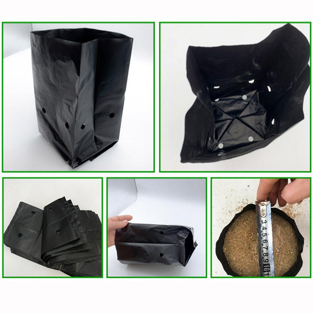 200PCSNursing Growing Bags Pouch Black Plastic Pockets Breathable Garden Cultivation Indoor Outdoor Cultivation Planting Planter