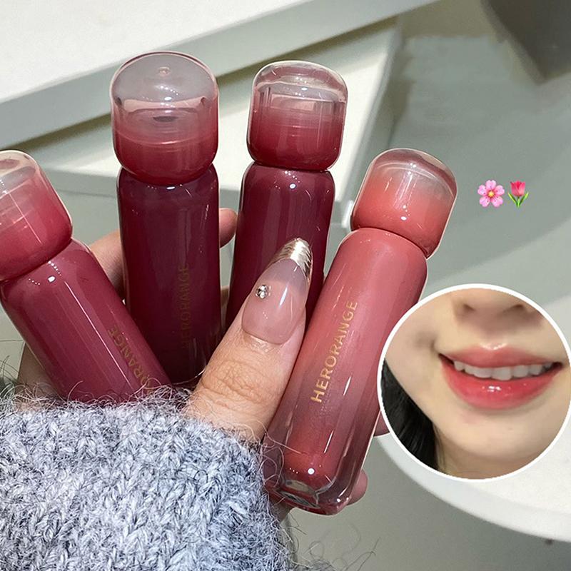 Herorange Brillo de Labios Espejo Agua Brillo de Labios Líquido Hidratante Labial Tinte Transparente Maquillaje Cosméticos Mujeres Coreanas