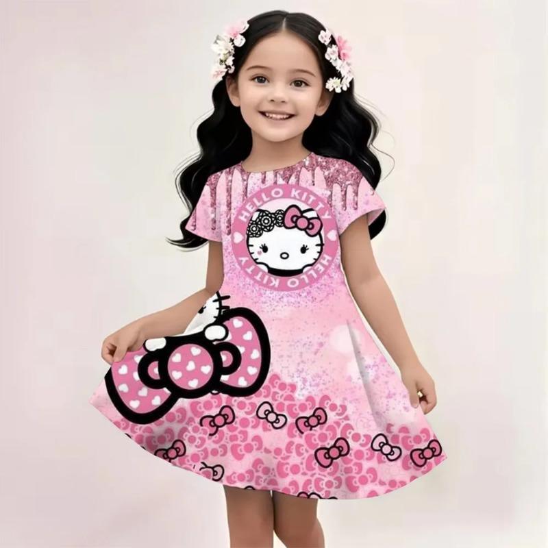Popular Kawaii Summer Children s New Fashion Girl Dress Comfortable Home Outdoor Cartoon Cute Hello Kitty 110
