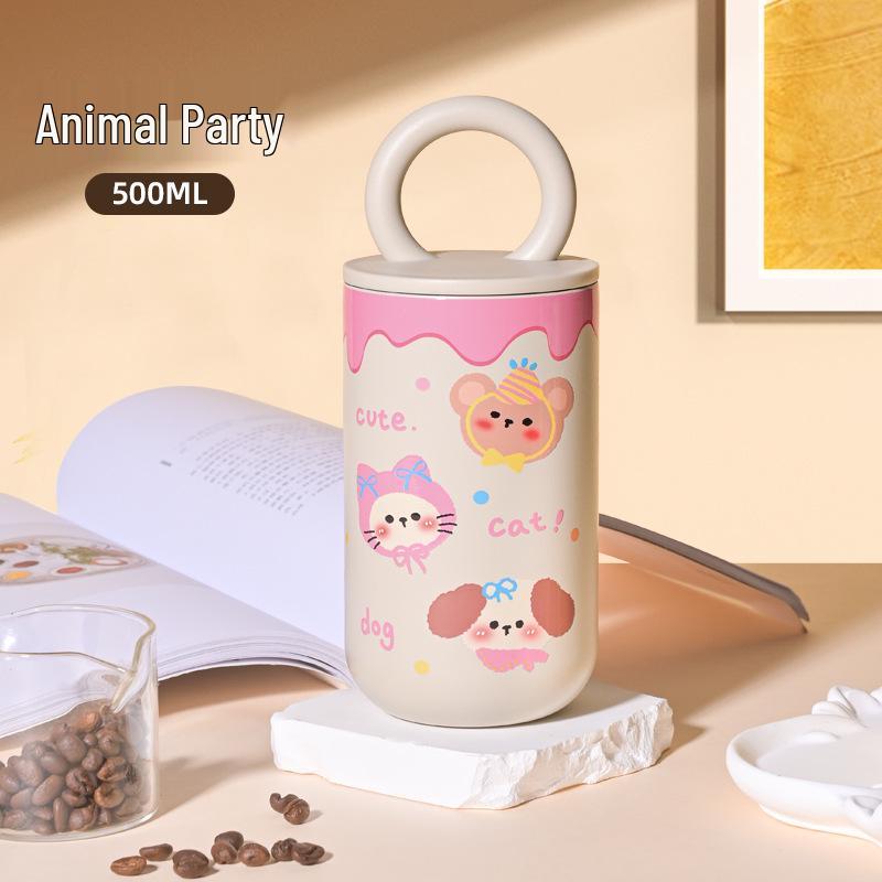 2025 316 Izolovaný hrnek na kávu pro ženy: Elegantní cestovní hrnek s dvojitou stěnou a designem konvalinek