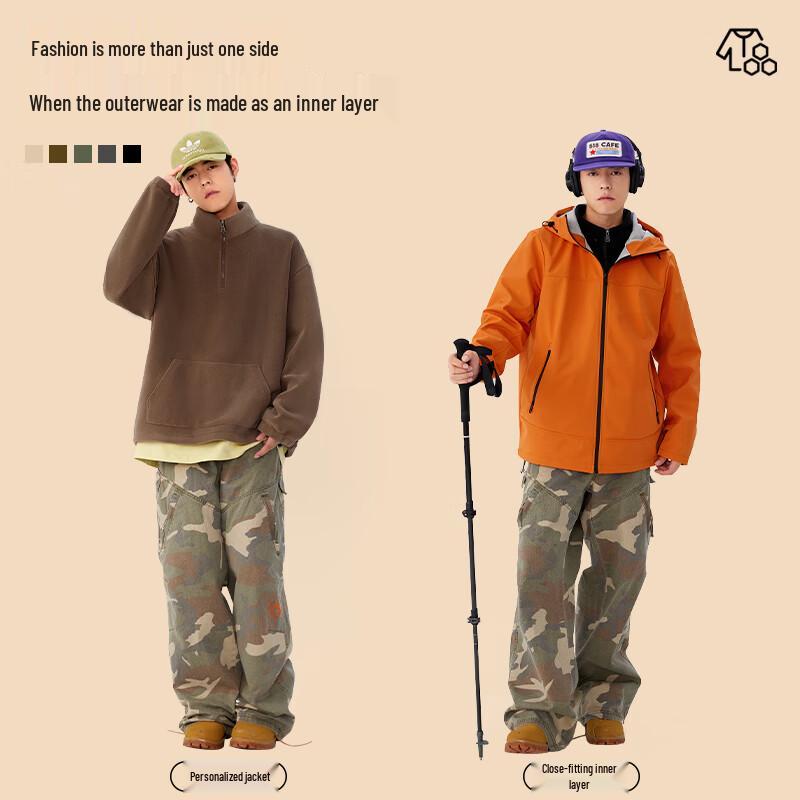 Men's American Half-Zip Fleece Stand Collar Sweatshirt