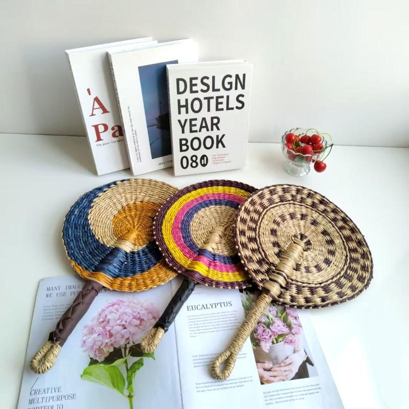 Hand Woven Seaweed Fan Wall Mounted Decorative Fan Summer Cooling Hand Fan