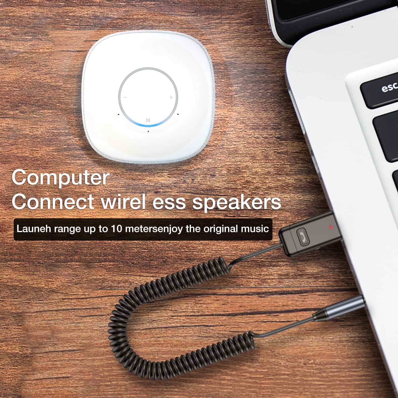 

BT Aux Adapter Mini Bluetooths 5.0 Transmitter ReceiverWireless Audio Adapter Portable Hands-Free Car Kits For Home And Car чорний