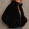 Women Lambswool Jacket New Plush Cardigan Warm Short Jacket