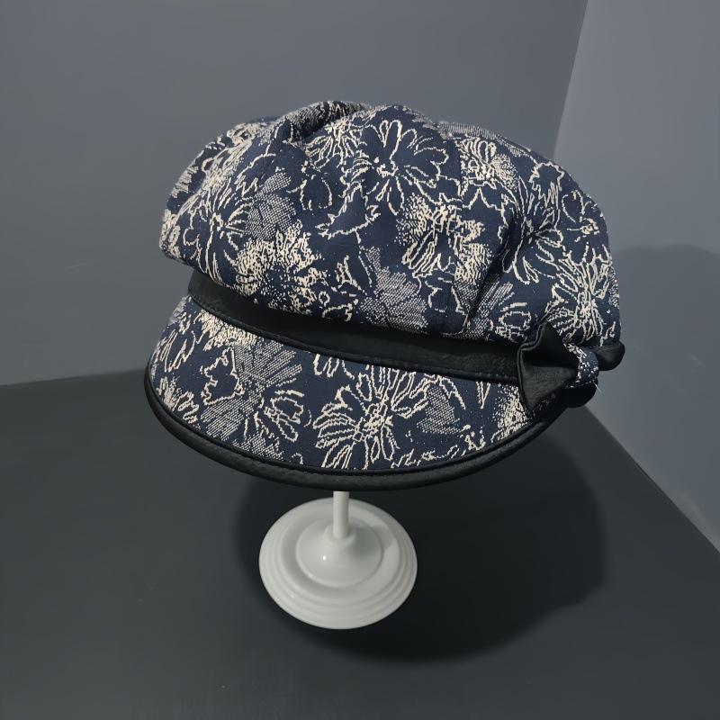New Autumn Jacquard National Style Duck Tongue Eight Beret Middle-aged and Elderly Mother Autumn Warm Windproof Fashion Hat