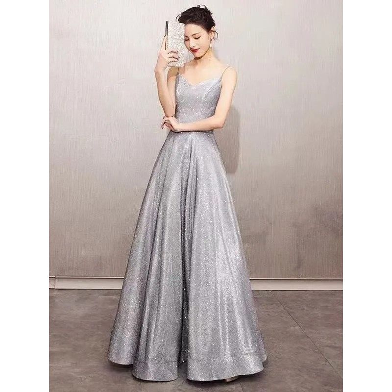 Foreign Trade Summer Birthday Party Dress Banquet Annual Meeting Sling Slimming Starry Sky Evening Dress Jumpsuit DRESS